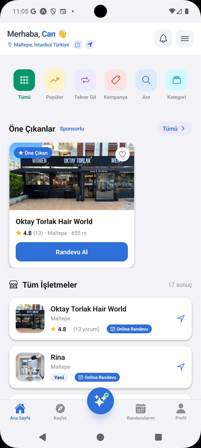yer.al uygulaması — ana ekran